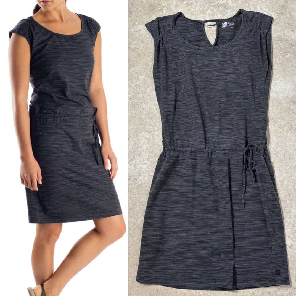 MEC Myria Dress Women’s Large Gray Organic Cotton Drawstring Waist Athletic